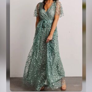 NWOT Baltic Born Marseille Embossed Maxi Dress Eucalyptus